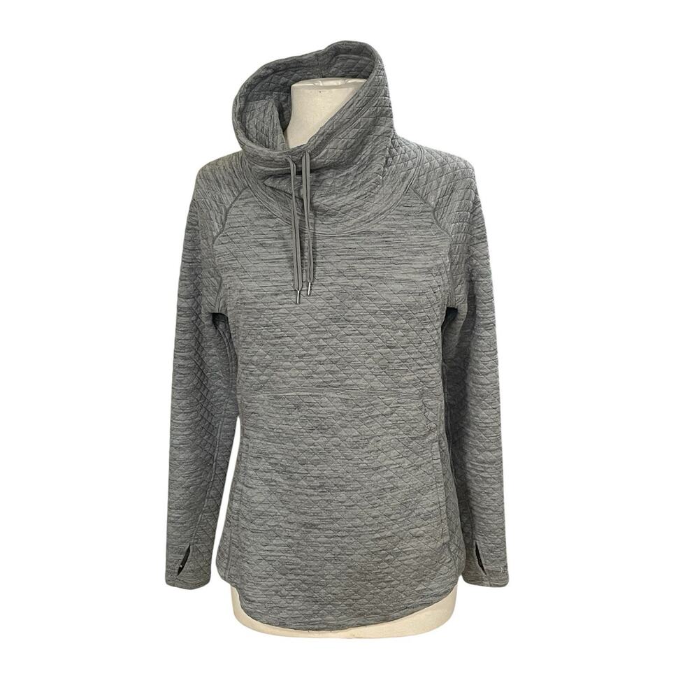Marmot Gray Quilted Funnel Neck Pullover Hoodie